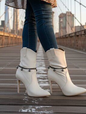 NEW Women Pewter Color Chain Boot Bracelet Anklet Shoe Charm Balls Gunmetal PAIR